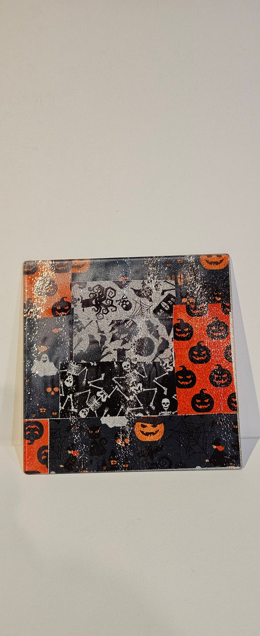 Halloween Glass Cutting Board 8.5 x 8.5